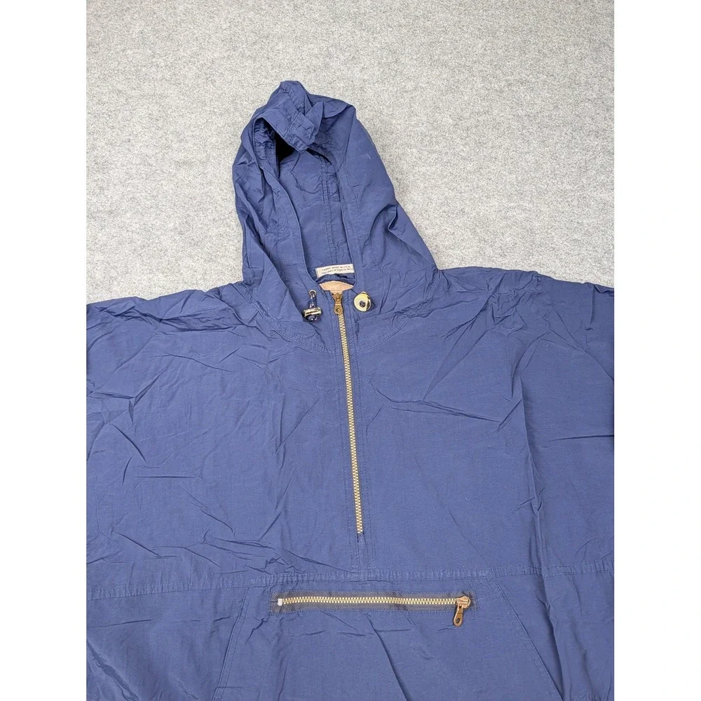 Vintage Woolrich Jacket Mens Large Blue Nylon Anorak Hooded 1/4 Zip Pullover